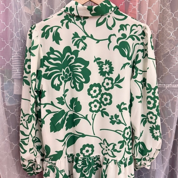 Sunday up Green Floral Ruffle Hem Montecito Dress Small - Picture 8 of 9